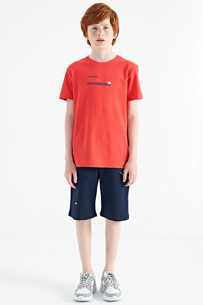 TOMMY LIFE Tricou pentru băiat, cu imprimeu coral, detaliat, cu decolteu O Standard Mold Mold - 11117