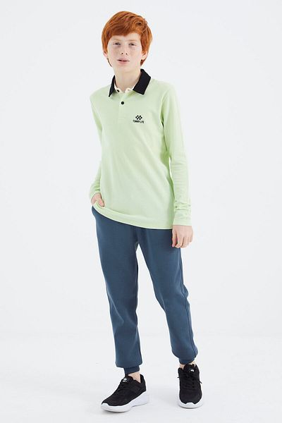 TOMMY LIFE Ανοιχτό πράσινο μπλουζάκι Polo Neck Basic για αγόρι - 11171