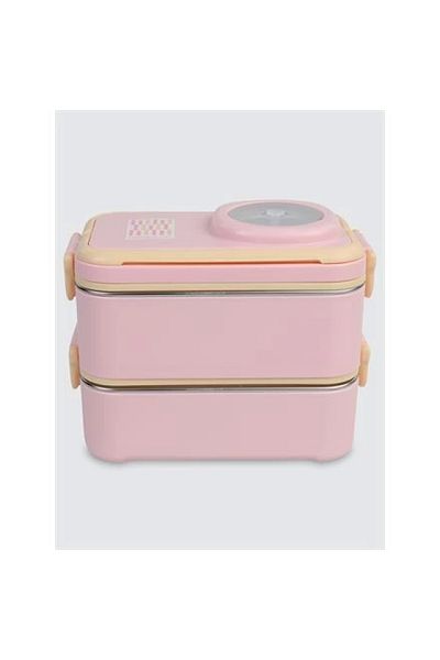 Uzspace Vgn-8023-8093 Stainless Steel Food Container - Lunch Box 1200 ml Peach Pink