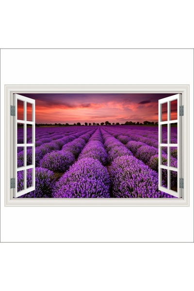 media Fototapet Fereastra Camp de lavanda in apus de soare, 180 x 120 cm