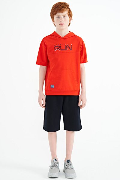 TOMMY LIFE Fiesta Kangaroo Pocket Hooded Oversize Boy's T-shirt - 11160