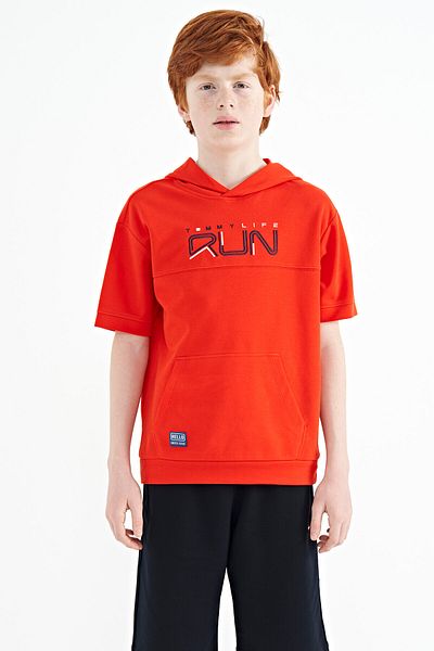 TOMMY LIFE Fiesta Kangaroo Pocket Hooded Oversize Boy's T-shirt - 11160