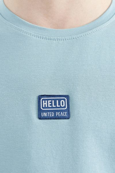 TOMMY LIFE Tricou pentru băiat cu decolteu în formă standard cu imprimeu albastru deschis - 11097