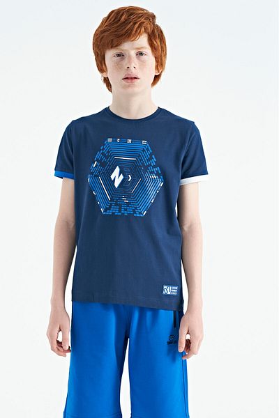 TOMMY LIFE Μπλουζάκι Indigo Sleeve Colorful Detailed Printed Standard Fit Boy's T-shirt - 11156
