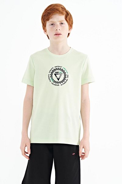 TOMMY LIFE Ανοιχτό πράσινο κέντημα με λεπτομέρεια O Neck Standard Fit Boy T-shirt - 11115