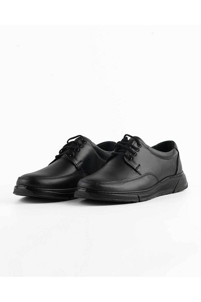 Tigerline Men's Shoes Ms670009 Black Inside and Outside Genuine Leather Men's Ultra Comfortable Shoes Medical Insole