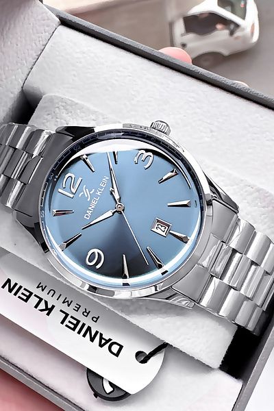 Daniel Klein Men's Wristwatch 3 Atm Waterproof Silver Color Steel Cord Bracelet Gift Dke2086C2