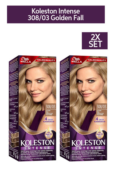 Wella كوليستون إنتنس - لون شعر يدوم طويلاً ونابض بالحياة - 308/03 سقوط ذهبي × 2