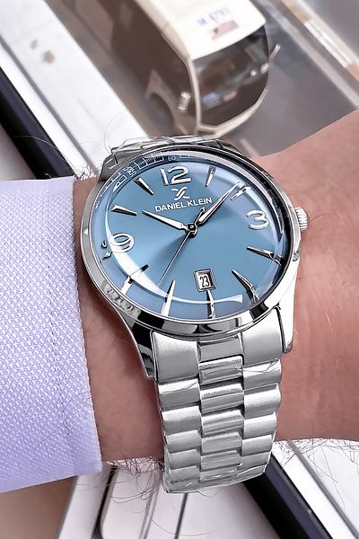 Daniel Klein Men's Wristwatch 3 Atm Waterproof Silver Color Steel Cord Bracelet Gift Dke2086C2