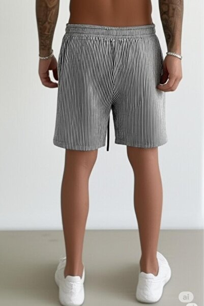 NO 601 Чоловічі сині смугасті шорти з вільним кроєм
