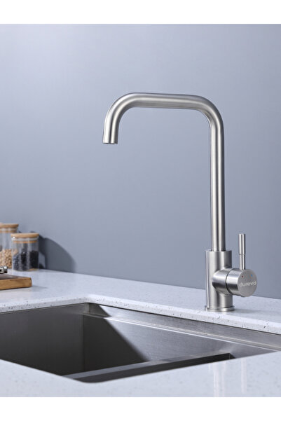 DUREVO Inox Mutfak Evye Bataryası Paslanmaz Çelik 35 Cm Yükseklik Leke Tutmaz Yüzey