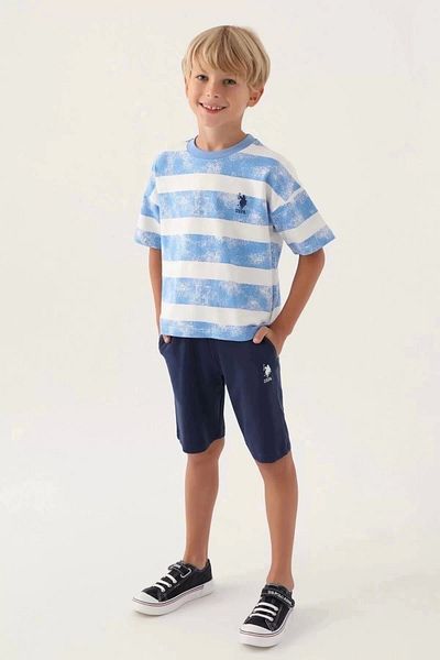 U.S. Polo Assn. US Polo Assn Licensed Striped Indigo Boy Bermuda Suit