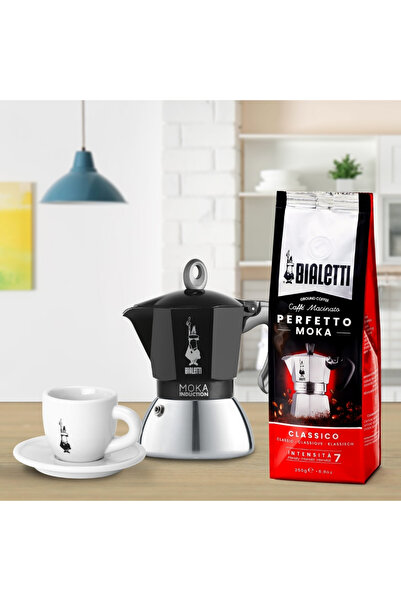 Bialetti New Moka Pot Çift Katmanlı Indüksüyon Siyah 6 Cup