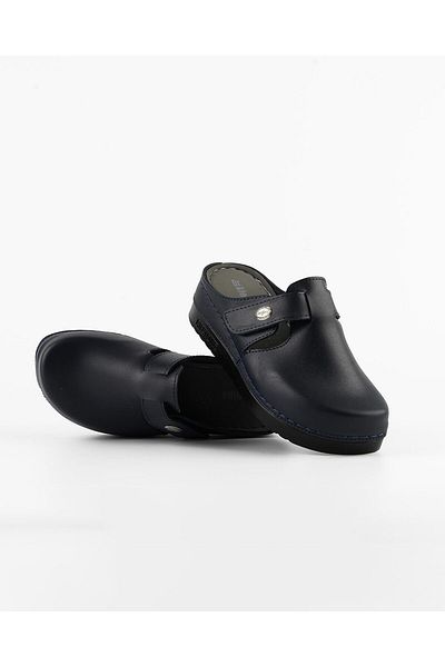 DR KLOMPA Papuci pentru femei MS776 Papuci Sabo bleumarin – Colecția PIELE PUDRĂ