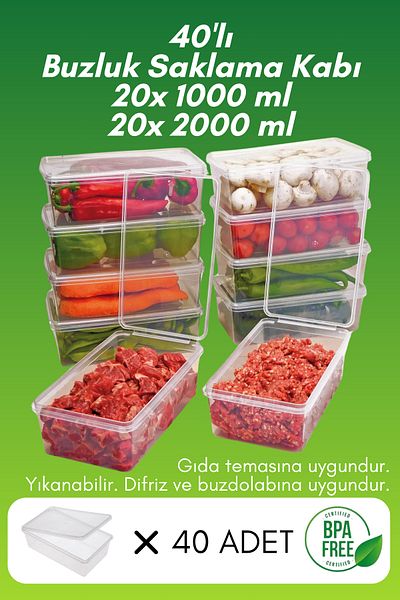 SUPERCUPP 2 Lt and 1 Lt Transparent Plastic Storage Container - 20 Pieces with Lock and Lid