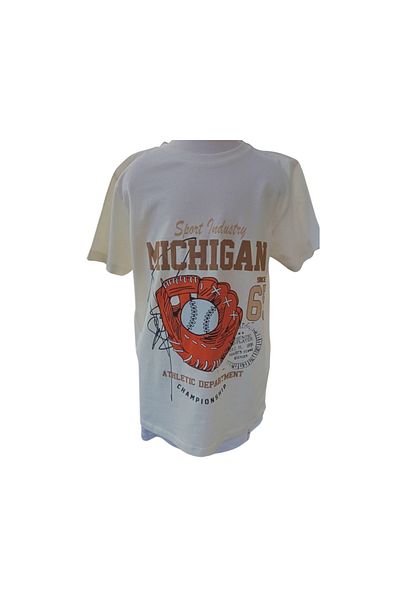 Çikoby Boy's Digital Printed Ecru T-Shirt 100% Cotton