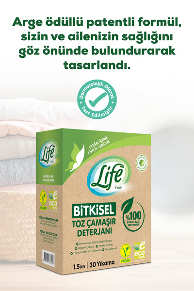 Life by Fakir %100 Bitkisel Bazlı Doğal Toz Çamaşır Deterjanı X 6 Adet Avantaj Seti,%100 Doğal Temizlik