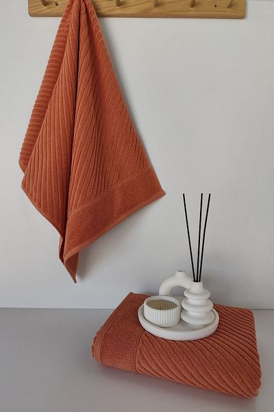 Sevim 100% Cotton 2-Piece Hand Towels – Soft Textured, Water Absorbent, Stylish Design – Tile
