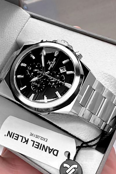 Daniel Klein Black Men's Wristwatch - Dker2045C5 with Steel Cord Bracelet Gift