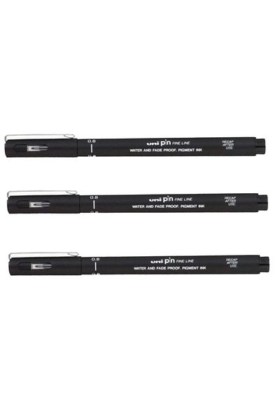UNİ-BALL Uniball Pin (0.8) Fine Line Acrylic Nib Pen Black (Three Pieces)