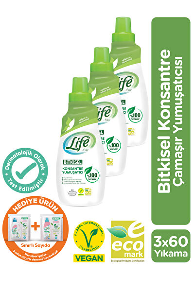 Life by Fakir Bitkisel Bazlı Vegan Çamaşır Yumuşatıcısı 1500 ml X 3 Adet, %10...