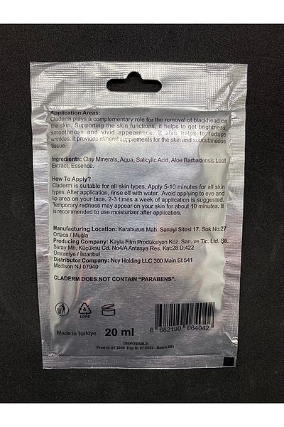 Claderm Clay Mask 20 ml Sachet – Aloe Vera