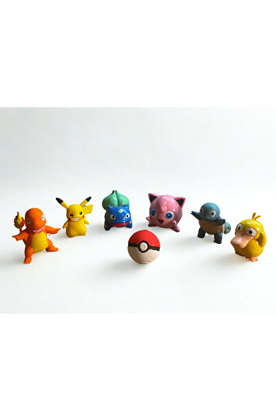 3DBASKILAR Pokemon Karakterleri Boyama Kiti Pikachu, Charmander, Balbasaur, Psyduck - 3d Baskı Kendin Yap Kiti