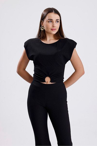 VAPUR TEKSTİL Spanish Leg Front Buckle Padded Suit - Black