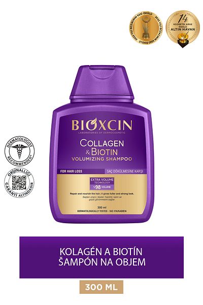Bioxcin Kolagén a biotín šampón na extra objem 300 ml - Kolagén Biotín pre tenké a nedokonalé vlasy