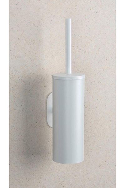 Saban Toilet Brush Set – Wall Mounted, Adhesive System, Stainless Steel, Matte White, Repl