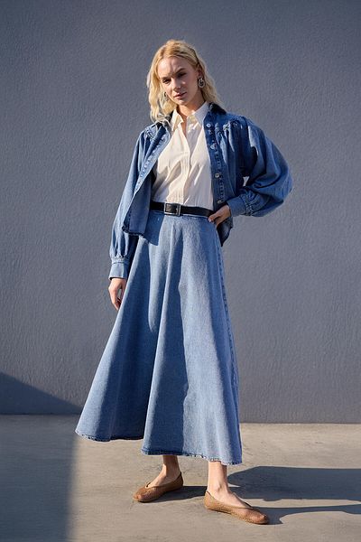 Touché Privé SET DE FUSTE JACHETA DENIM