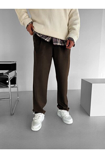 ablukaonline Erkek Baggy Fit Beli Lastikli Rahat Pantolon Kahverengi