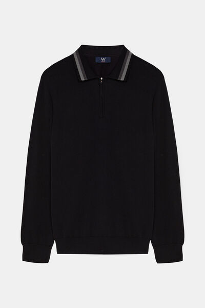 W Collection SİYAH POLO YAKA UZUN KOLLU KAZAK