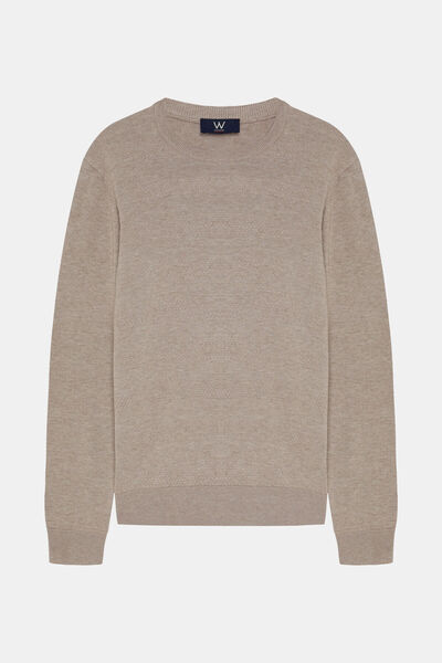 W Collection Beige Polo Collar Long Sleeve Sweater