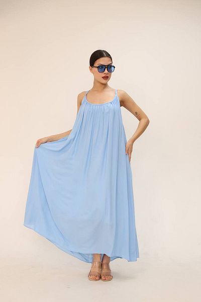 OTAKU Rochie de damă, cu lungime midi, cu bretele reglabile, cu decolteu, pliat, cu căptușeală