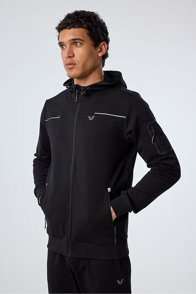 bilcee Men's Black Hooded Elastic Leg Tracksuit 0785