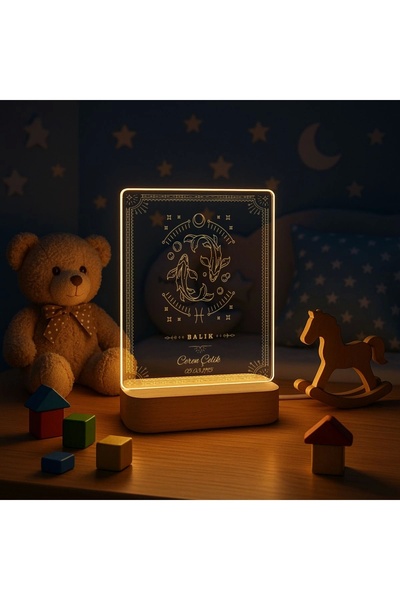 Store Gece Lambası Çocuk Odası Çalışma Masası Kişiye Özel Akrilik Led Işıklı ...