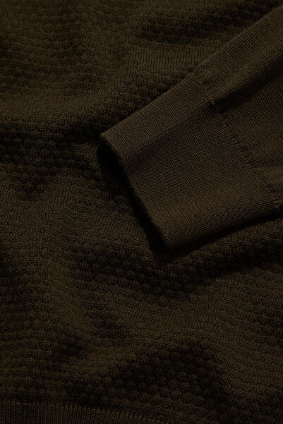 W Collection Khaki Polo Collar Long Sleeve Sweater