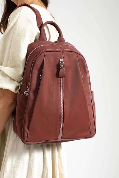 Getcho Dulde Satin Claret Red Women's Backpack Waterproof Multi-Eye Zipper Bag for Daily Use