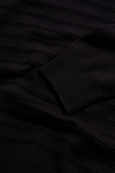 W Collection Black Polo Collar Long Sleeve Sweater