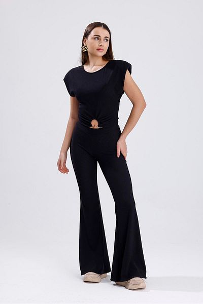 VAPUR TEKSTİL Spanish Leg Front Buckle Padded Suit - Black