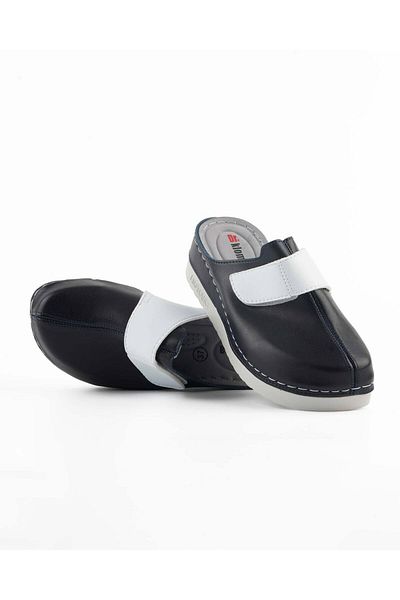 DR KLOMPA Γυναικείες Παντόφλες MS891 Navy Blue White Fanetta Orthopedic Sabo Slippers