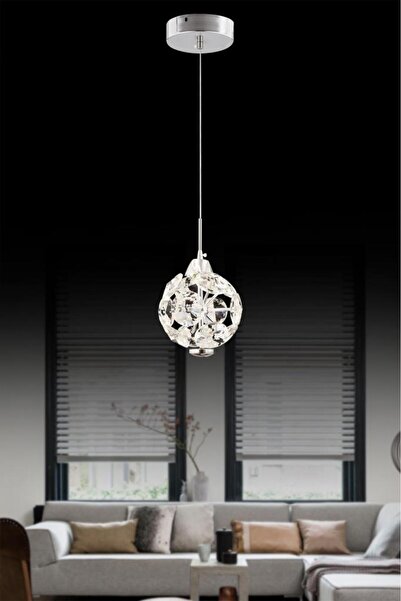 İstanbul Avize İstanbul Avize Dali Tekli Gümüş 3 Renk Ledli Modern Led Avize