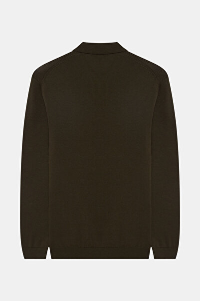 W Collection Khaki Polo Collar Long Sleeve Sweater