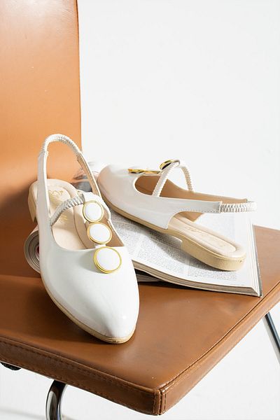 Slipcat Closed Front Stone Open Back Flat Sole Ballerina Sandals