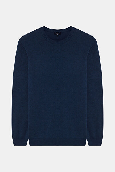 W Collection İNDİGO POLO YAKA UZUN KOLLU KAZAK