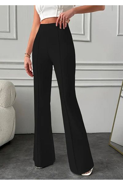 WAYS Black Normal Waist Front Grassed Wide Leg Diver Pants