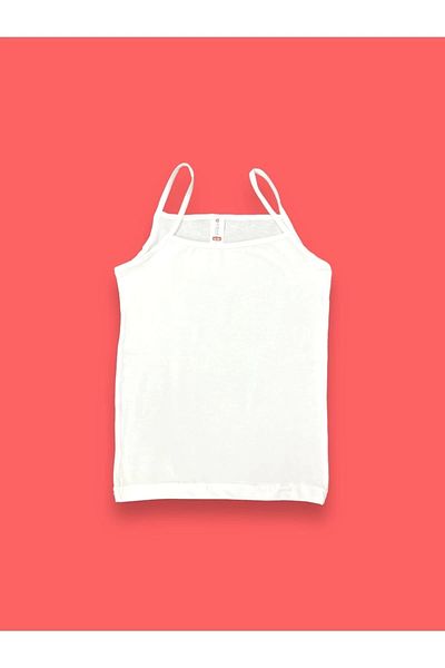 Erdenay Tekstil White Cotton Girl's Undershirt - With Rope Strap, Set of 3