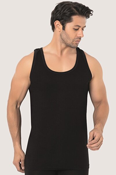 Arma Yıldız Men's Black Combed Cotton Tank 100% Cotton 3 Pack