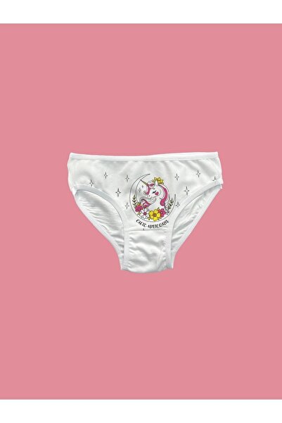 Erdenay Tekstil Baskılı Beyaz Kız Çocuk Külot 6'lı